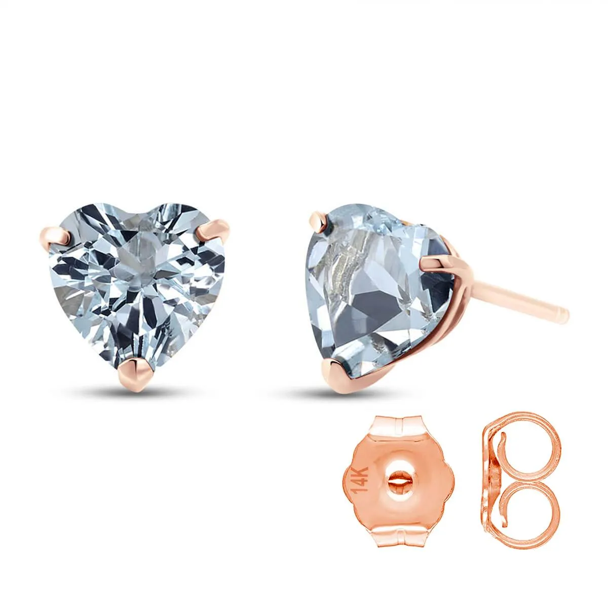 3.25 Carat 14K Solid Rose Gold Divinity Aquamarine Stud Earrings