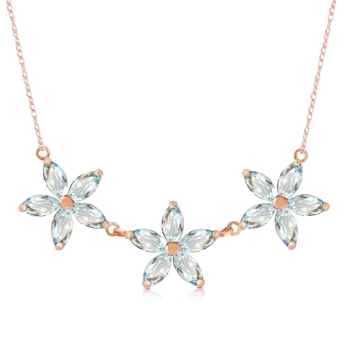 4.2 Carat 14K Solid Rose Gold Necklace Natural Aquamarine