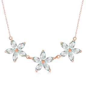 4.2 Carat 14K Solid Rose Gold Necklace Natural Aquamarine