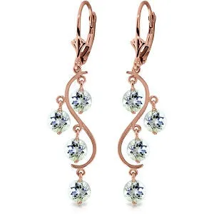 4.5 Carat 14K Solid Rose Gold Aquamarine Drop Earrings