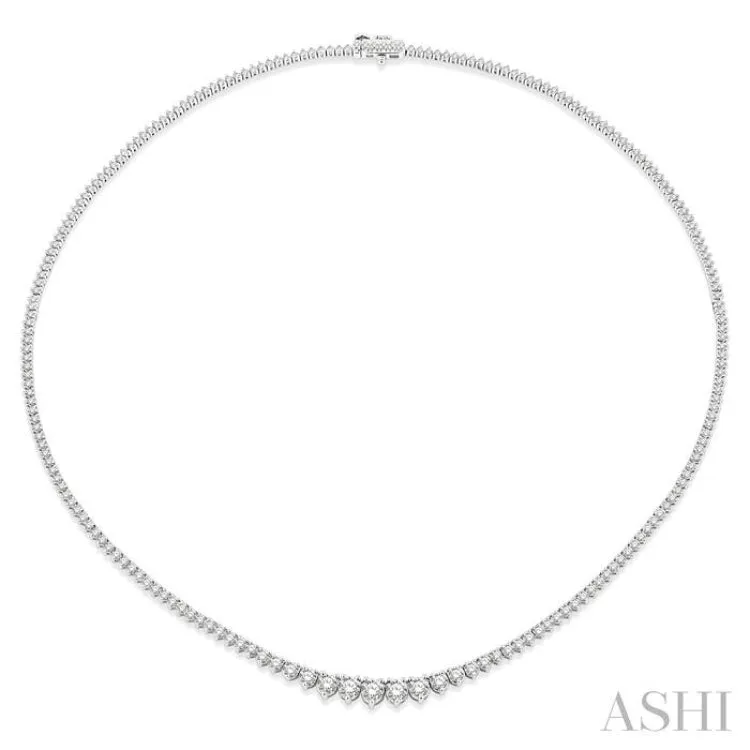 5 Ctw Riviera Round Cut Diamond Necklace in 14K White Gold