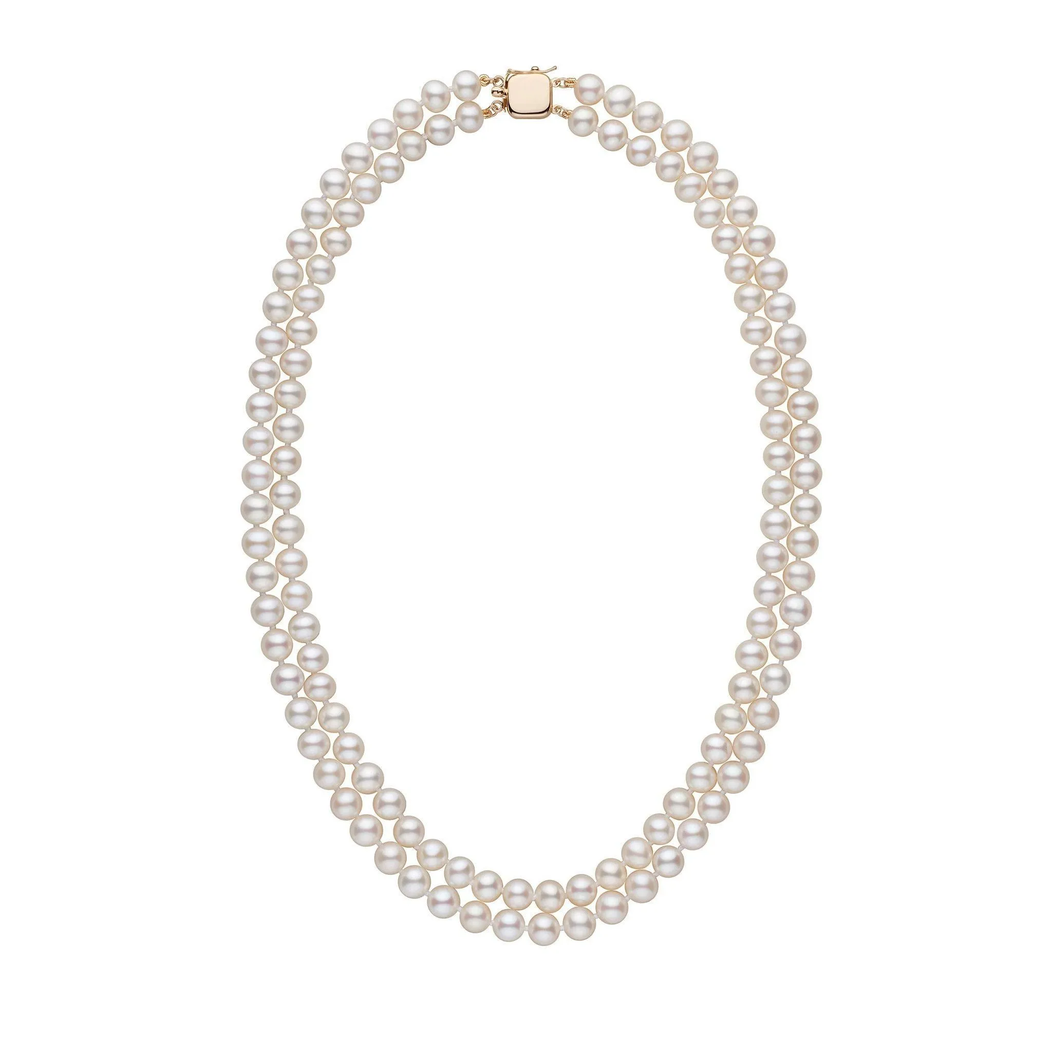 6.5-7.0 mm White Freshadama Freshwater Pearl Double Strand Necklace