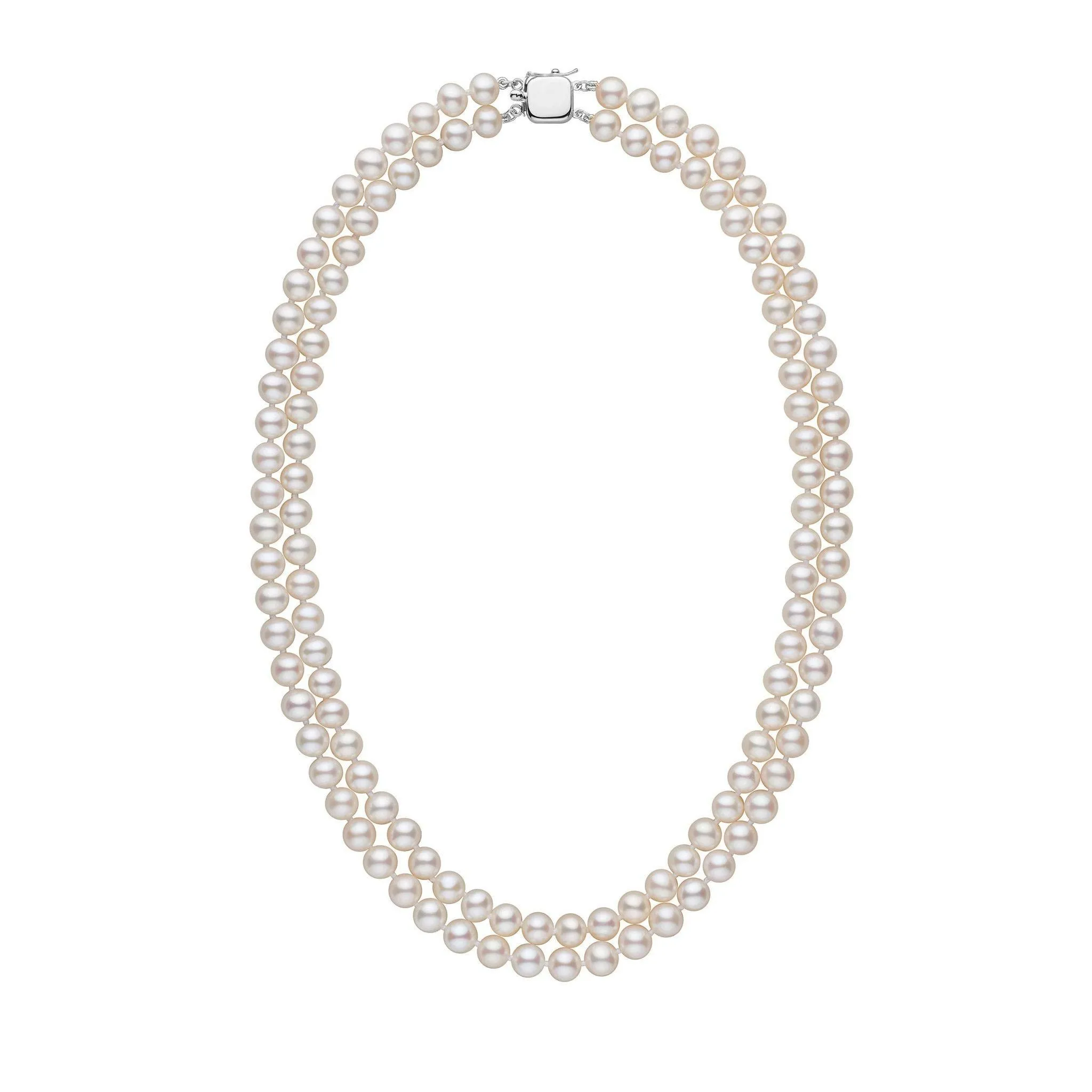 6.5-7.0 mm White Freshadama Freshwater Pearl Double Strand Necklace