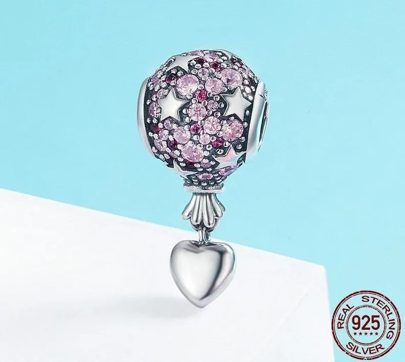 925 Sterling Silver Love Balloon Pendant Charm Jewelry Without Chain