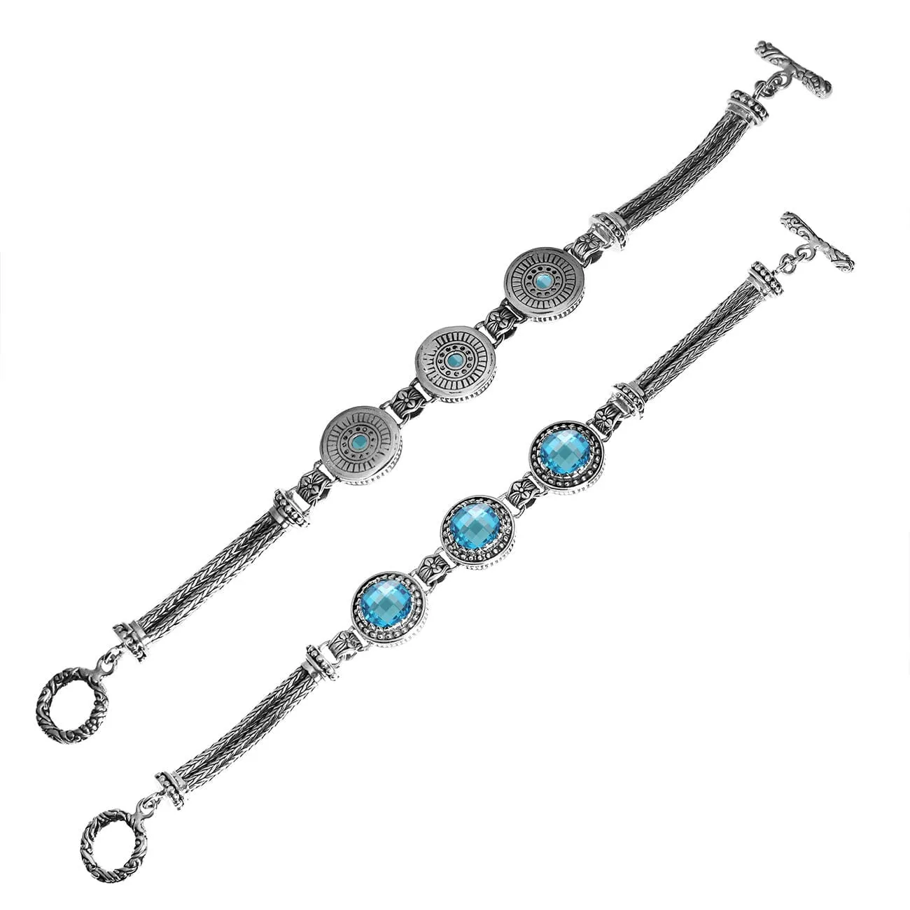 AB-6134-BT Sterling Silver Bracelet With Blue Topaz Q.