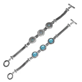 AB-6134-BT Sterling Silver Bracelet With Blue Topaz Q.