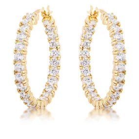 Abella Round Eternity Gold Hoop Earrings | 5.5ct