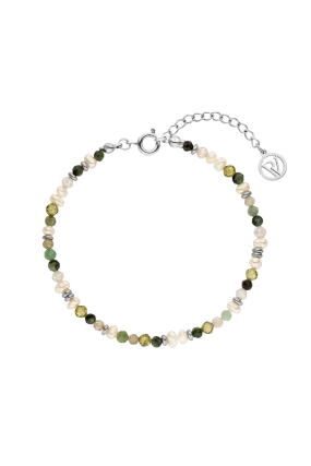 Amalfi Green Bead Bracelet Silver