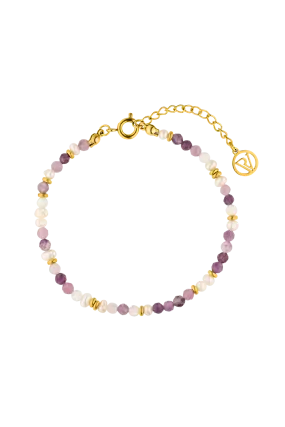 Amalfi Lilac Bead Bracelet 14K Gold Plated