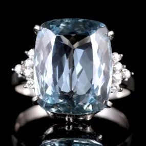 Antique Art Deco Aquamarine Diamond Ring Platinum Circa 1920