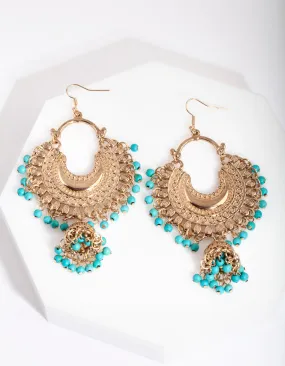 Antique Gold Turquoise Bead Drop Earring