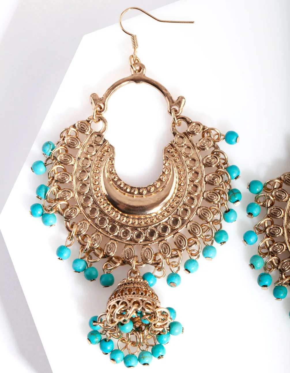 Antique Gold Turquoise Bead Drop Earring