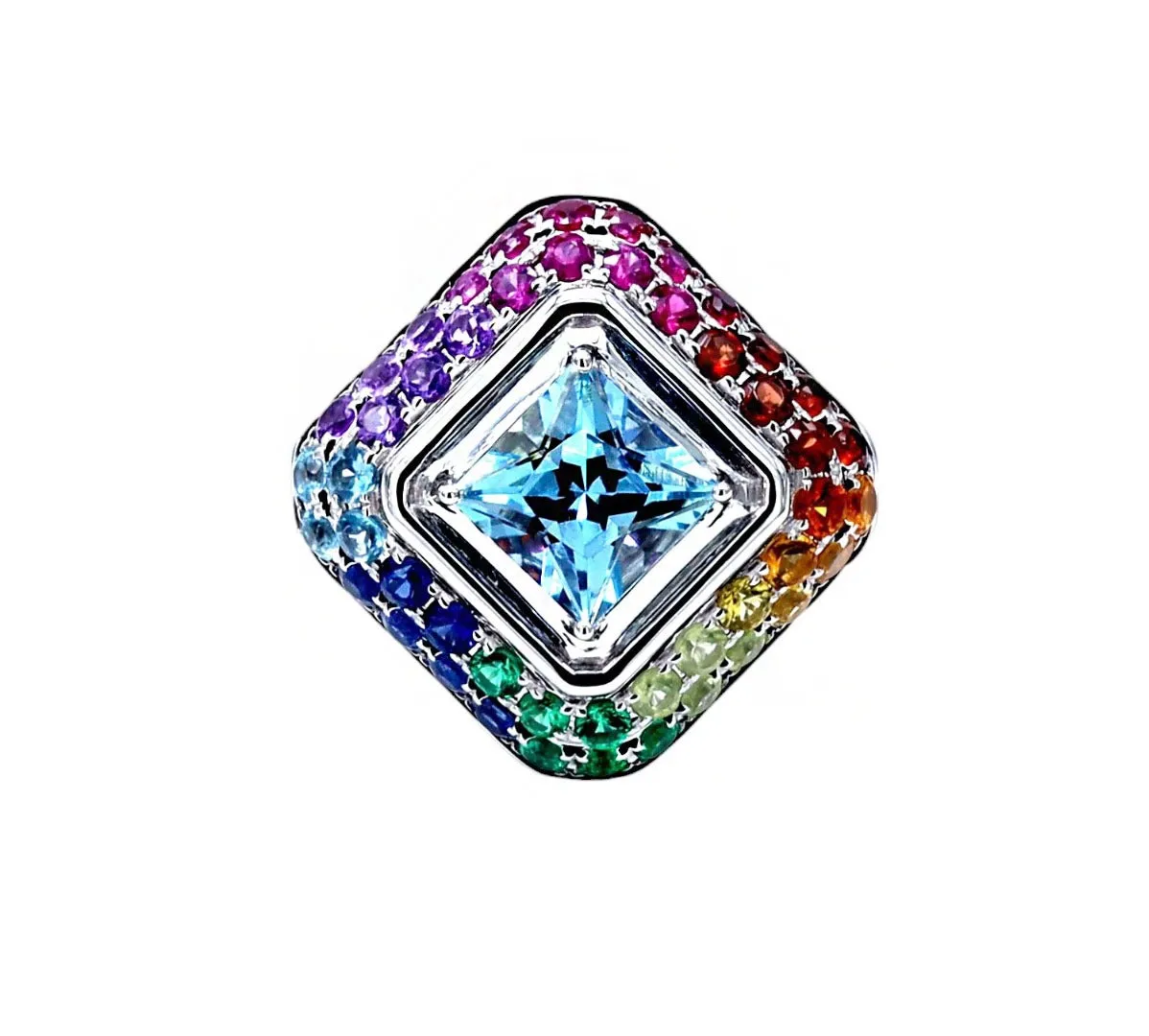 Aquamarine & Colour Stones Ring