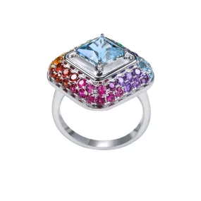 Aquamarine & Colour Stones Ring