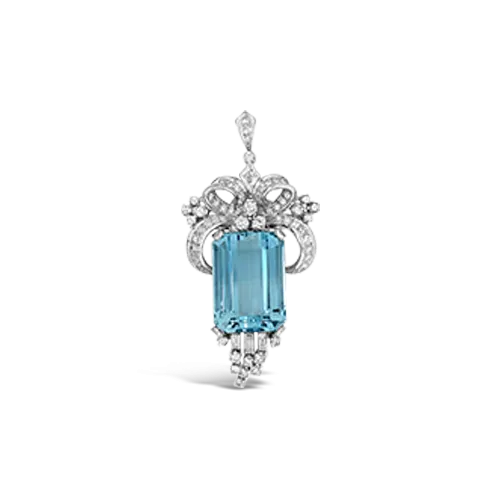 Aquamarine & Diamond Estate Clips/Pendant