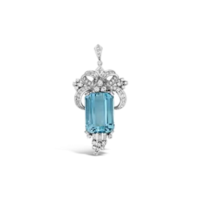 Aquamarine & Diamond Estate Clips/Pendant