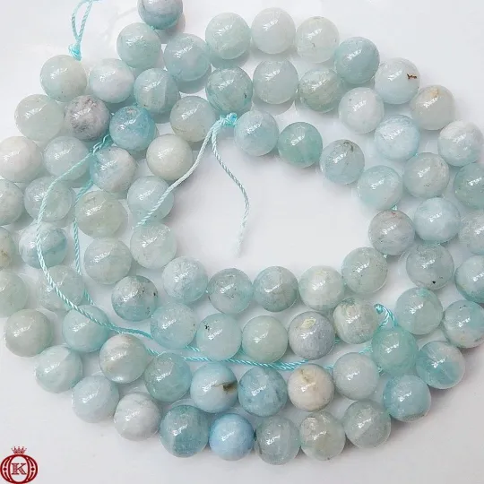 Aquamarine Beads Smooth Round