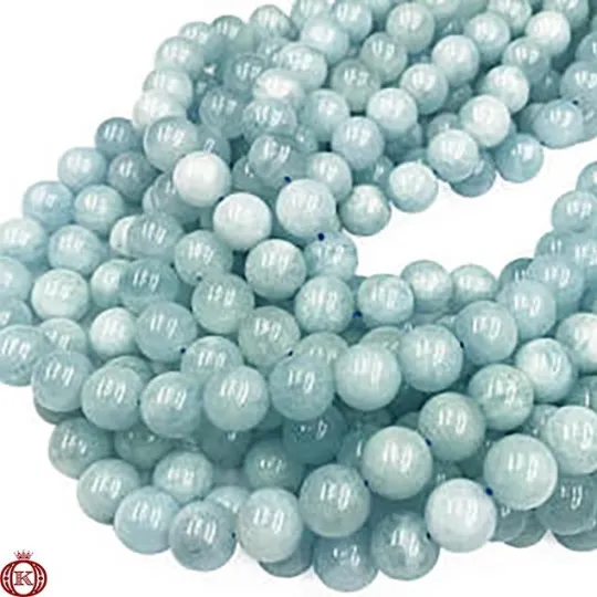 Aquamarine Beads Smooth Round