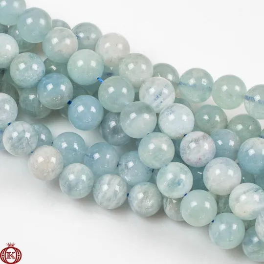 Aquamarine Beads Smooth Round