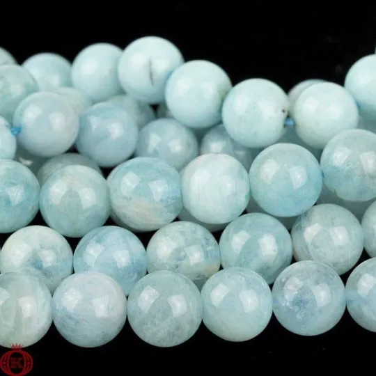 Aquamarine Beads Smooth Round