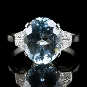 Aquamarine Diamond Engagement Ring Platinum