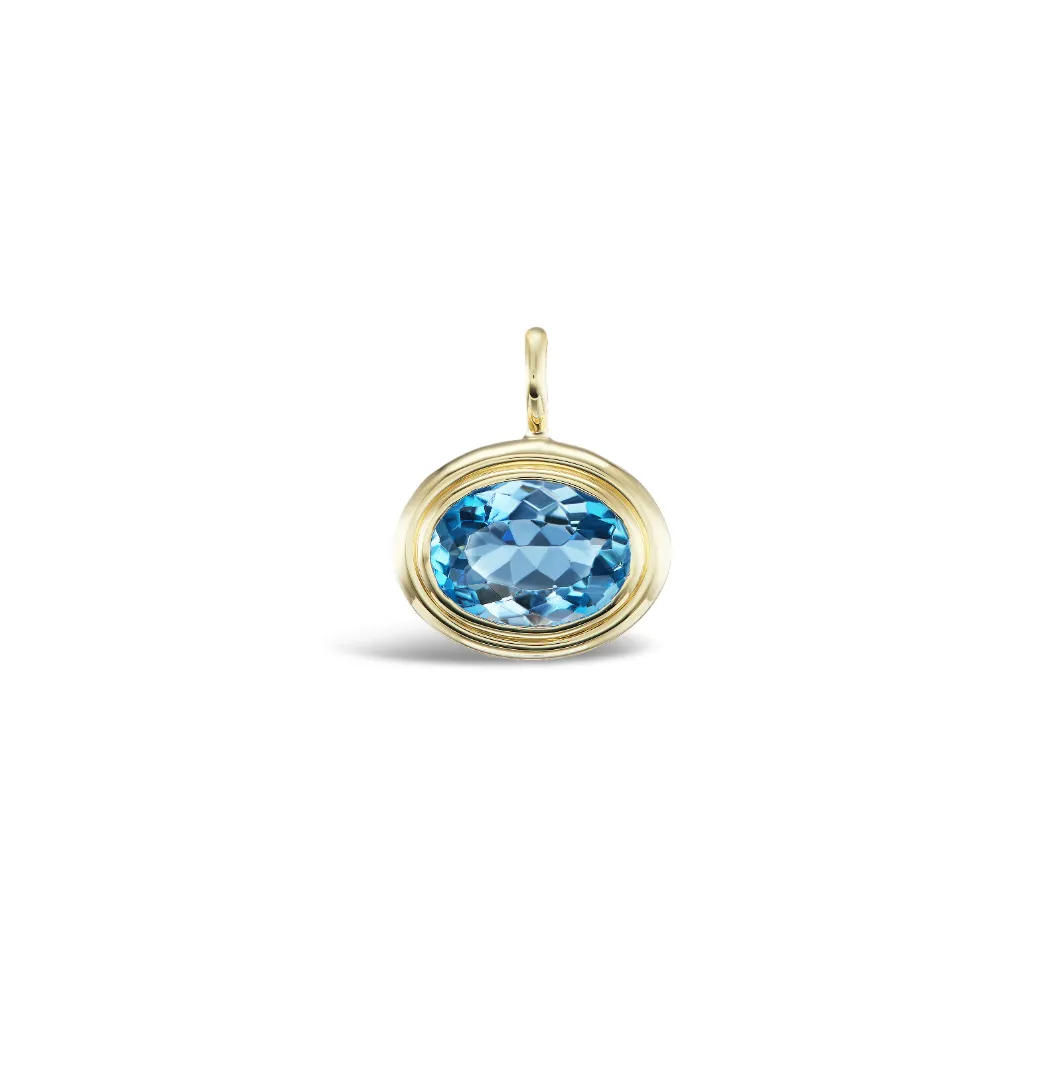 Aquamarine Double Bubble Bezel Charm