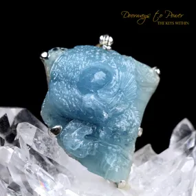 Aquamarine Dragon Crystal Pendant (Hand Carved)