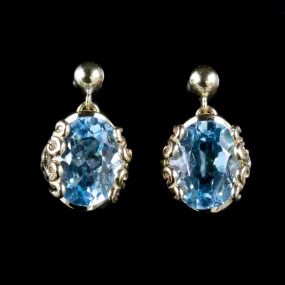 Aquamarine Gold Earrings 9Ct Gold