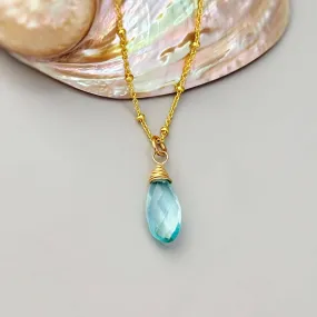 Aquamarine Necklace 14k Gold, Silver, Rose Gold