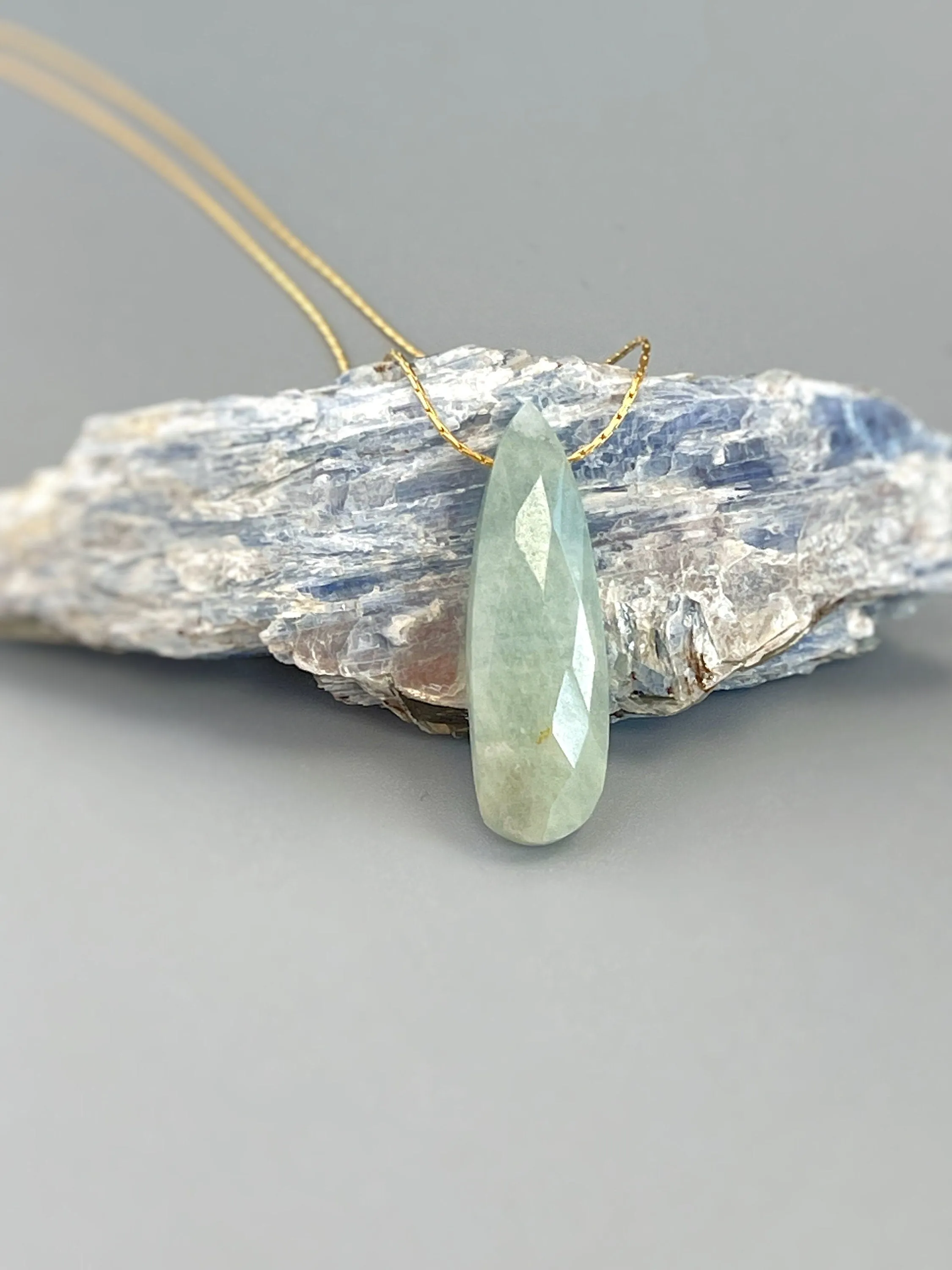 Aquamarine Necklace 14k gold, Sterling Silver Gemstone Pendant