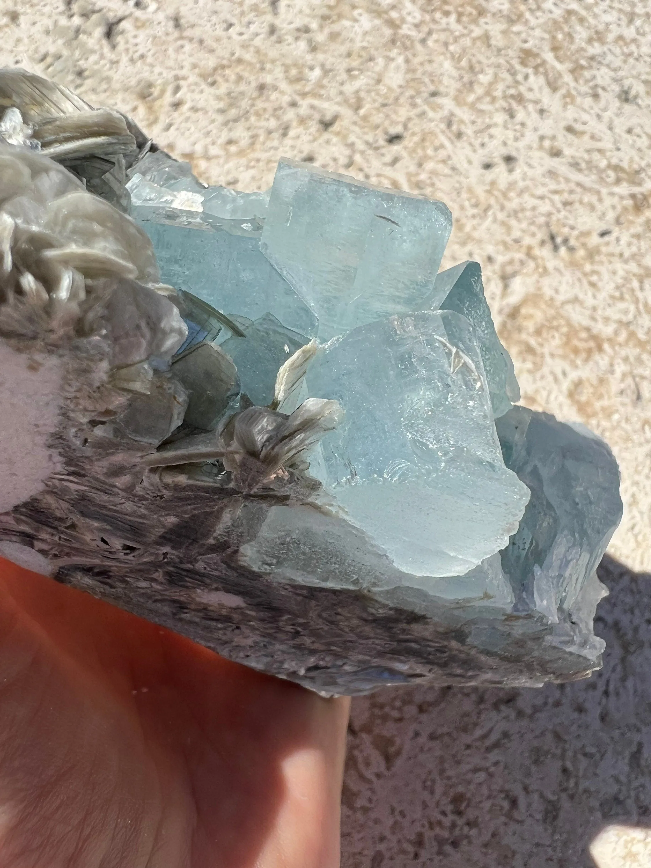 Aquamarine on muscovite 1pound 6oz