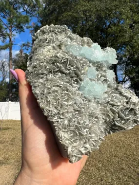 Aquamarine on muscovite matrix cluster2 pounds 13oz