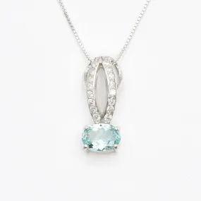 Aquamarine Pendant - Blue Aqua Necklace - Classy Vintage Necklace