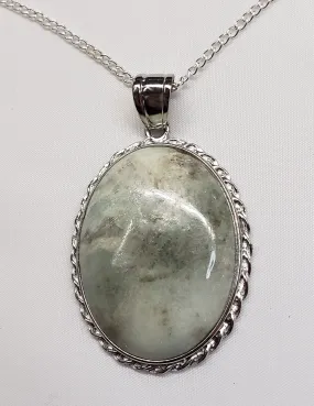 AQUAMARINE QUARTZ, 65  ct Pendant. 2" Drop On 18" Silvertone Necklace