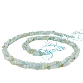 Aquamarine Seafoam 3mm Faceted Rounds Bead Strand