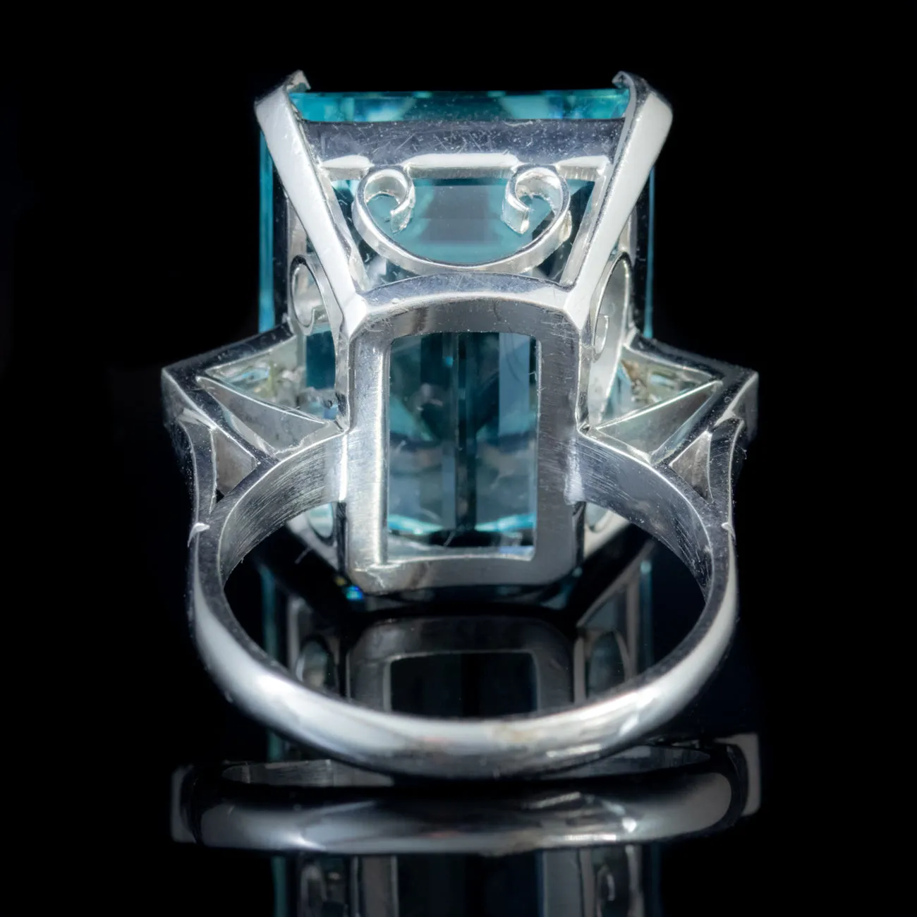 Art Deco Aquamarine Diamond Ring 20Ct Aqua Platinum Circa 1920