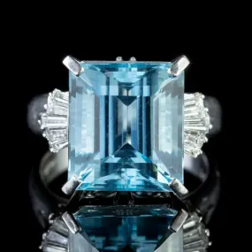 Art Deco Aquamarine Diamond Ring Platinum 10Ct Aqua Circa 1920