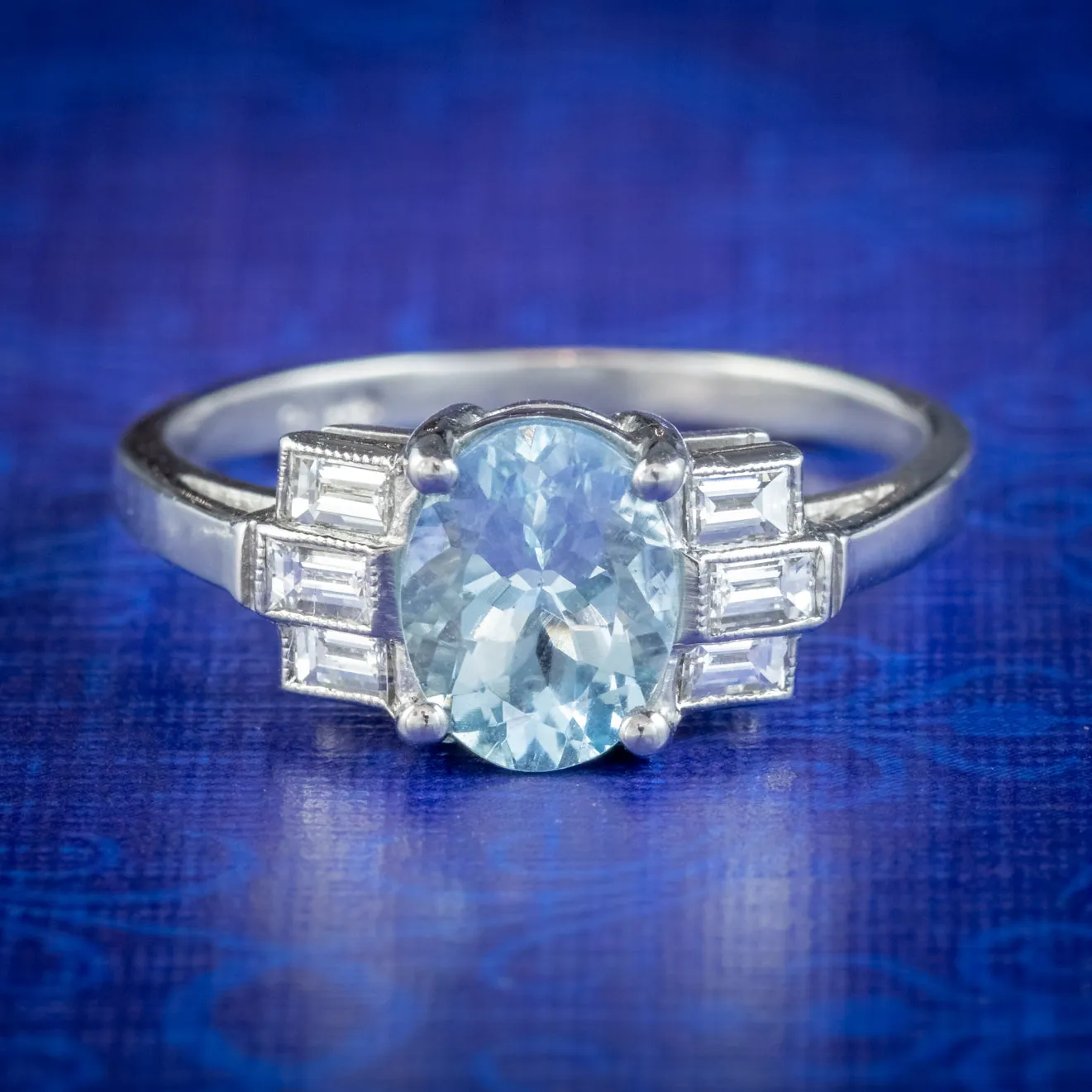 Art Deco Aquamarine Diamond Ring Platinum 1.50ct Aqua Circa 1930