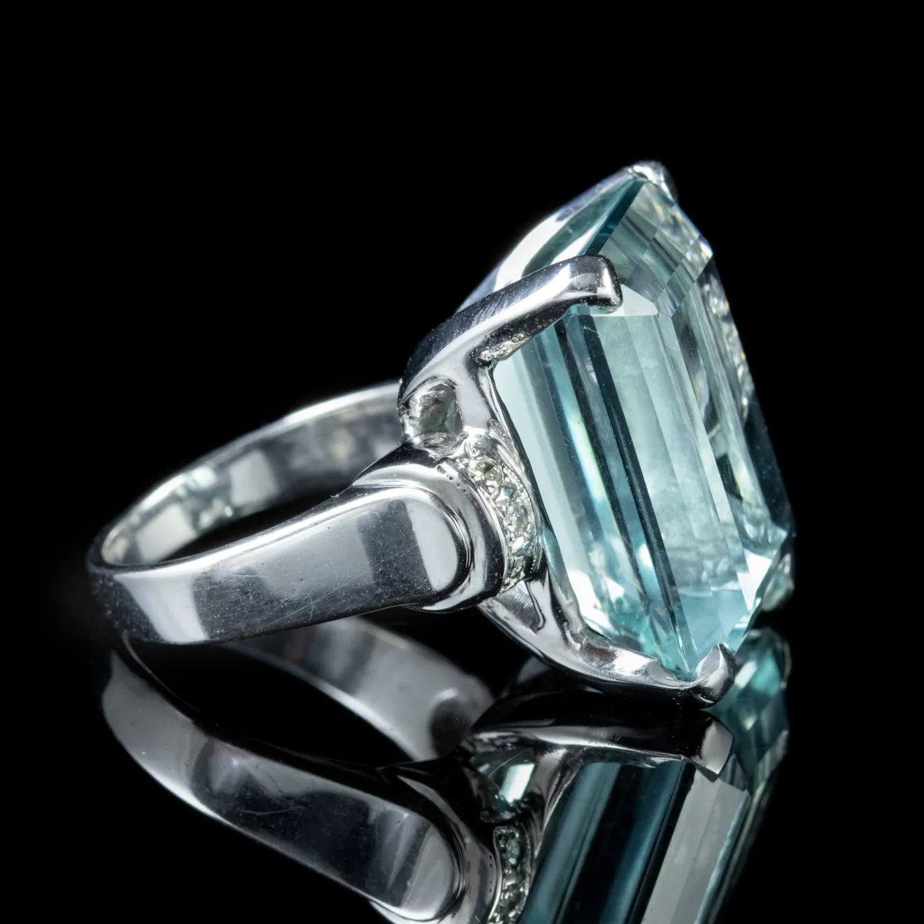 Art Deco Aquamarine Diamond Ring Platinum 25Ct Aqua Circa 1920