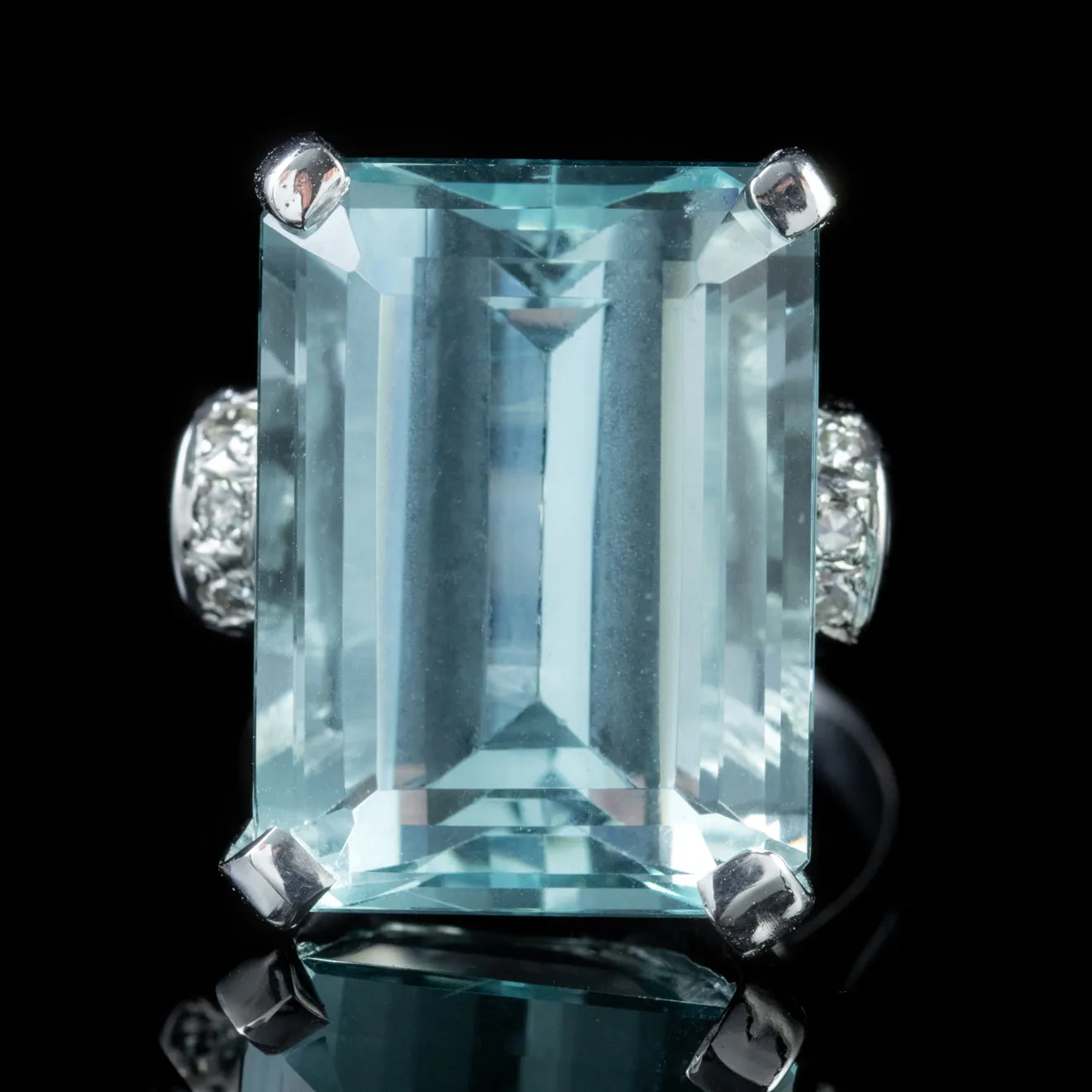 Art Deco Aquamarine Diamond Ring Platinum 25Ct Aqua Circa 1920