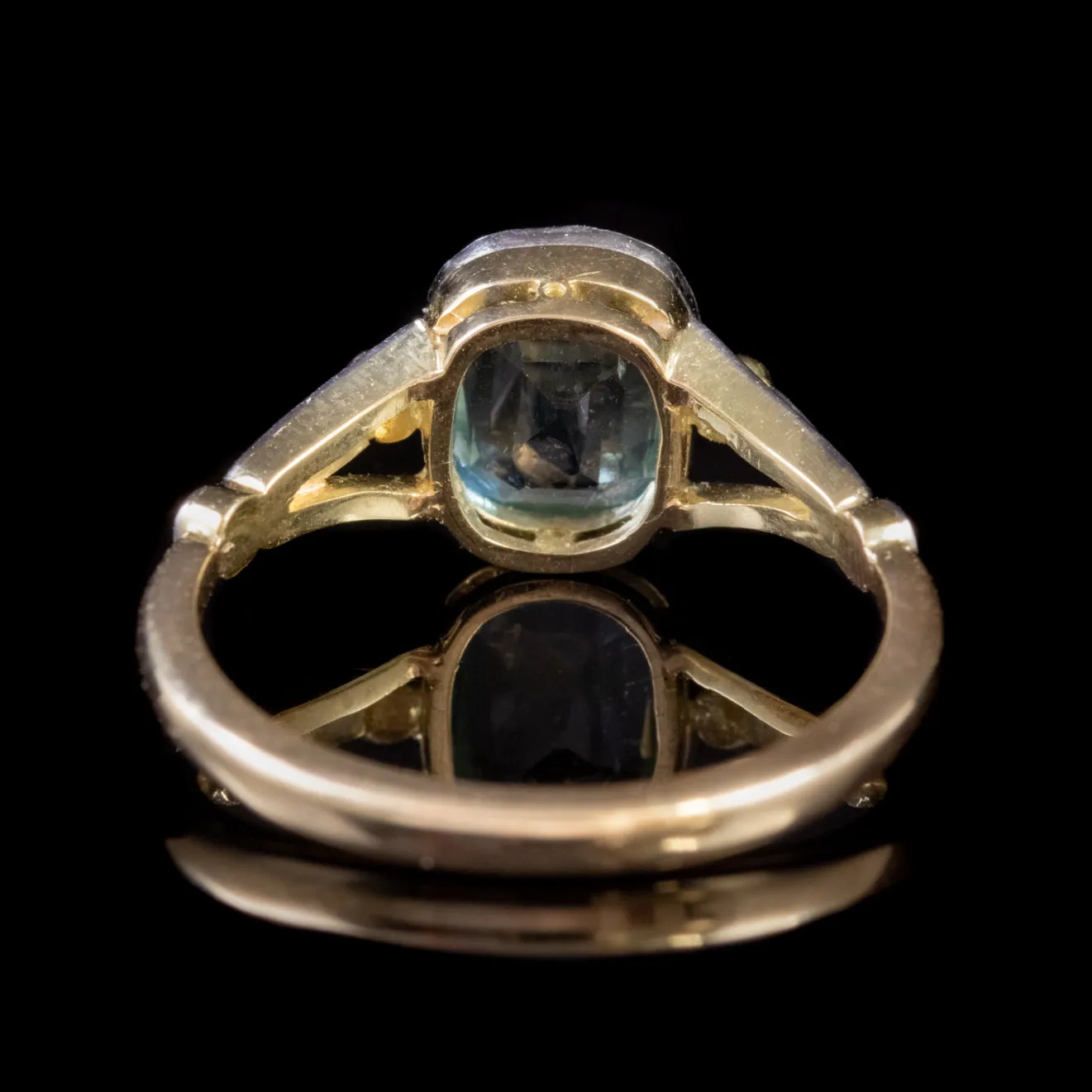 Art Deco Aquamarine Ring 15Ct Gold 1.75Ct Aqua Circa 1925