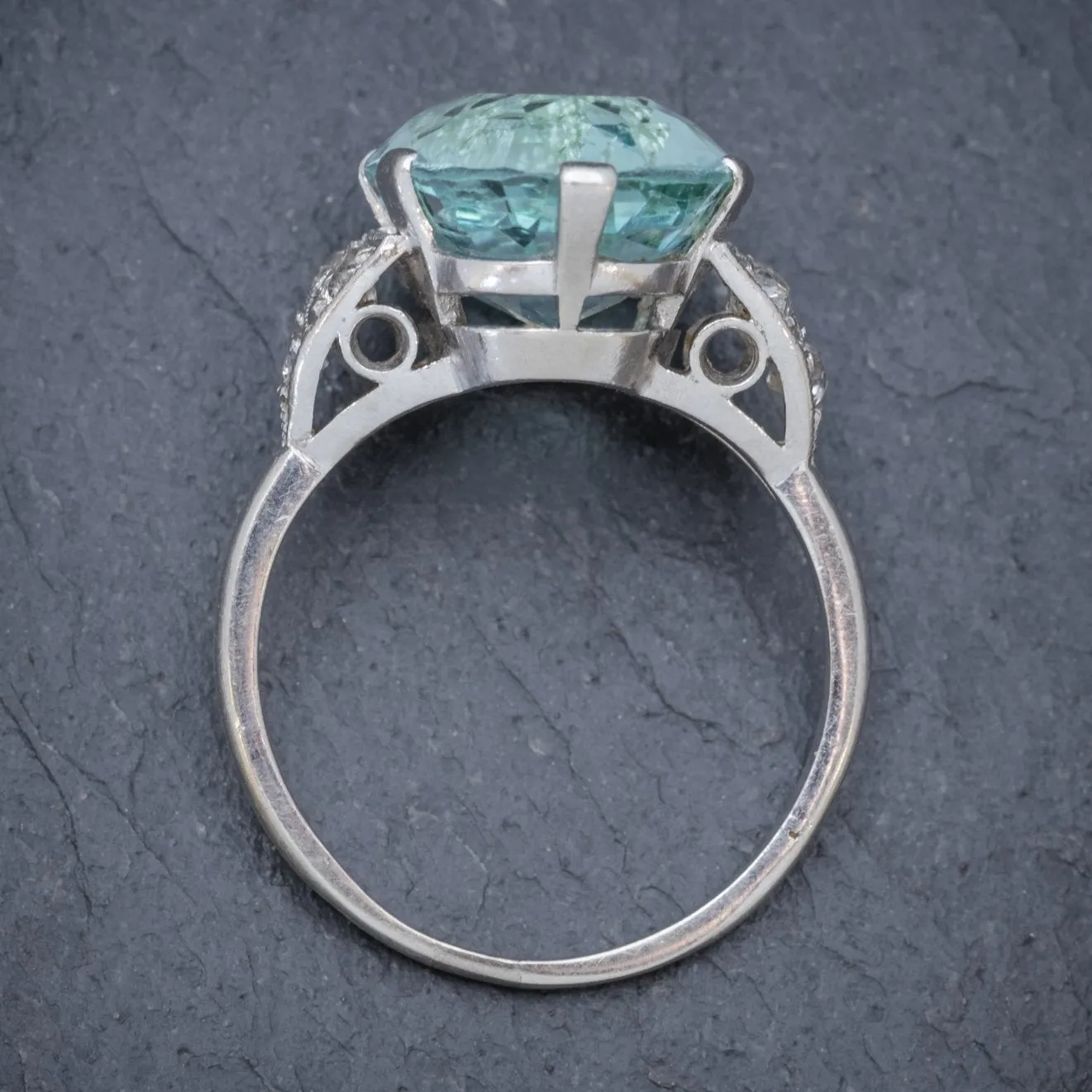 Art Deco Aquamarine Ring Platinum 6Ct Aqua Circa 1920