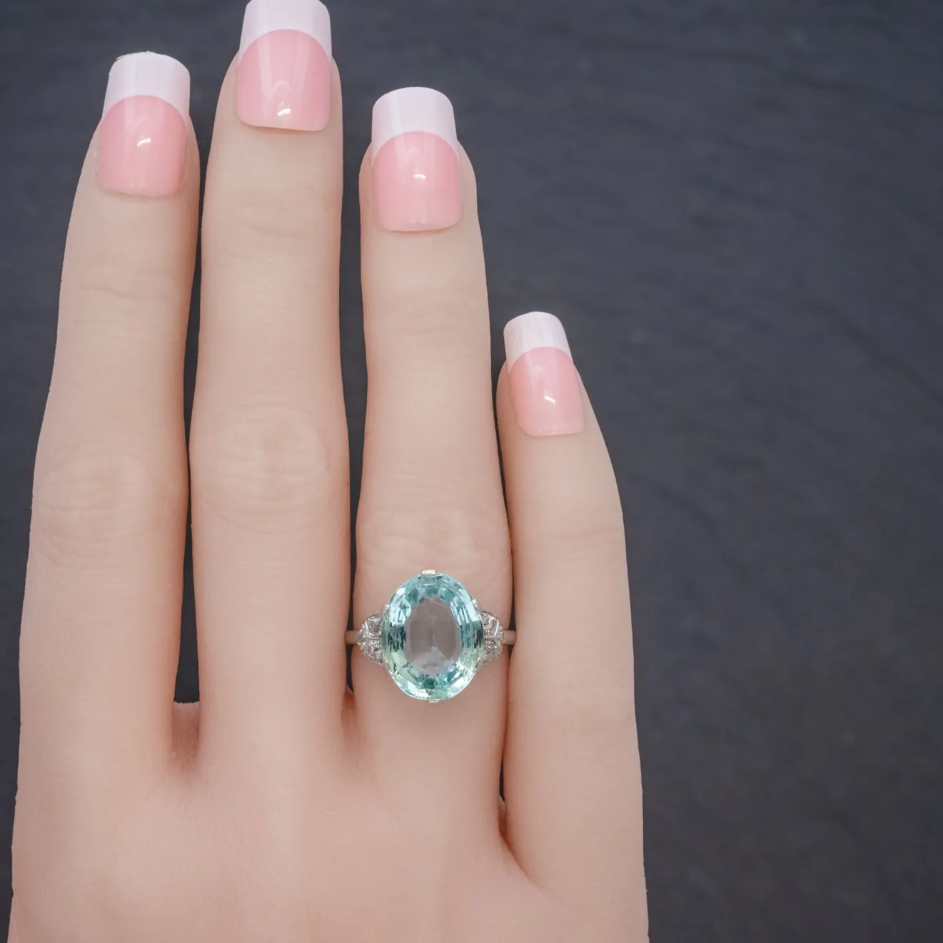 Art Deco Aquamarine Ring Platinum 6Ct Aqua Circa 1920