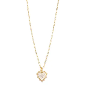 Ashley Gold Stainless Steel Gold Plated Small CZ Heart Charm Necklace