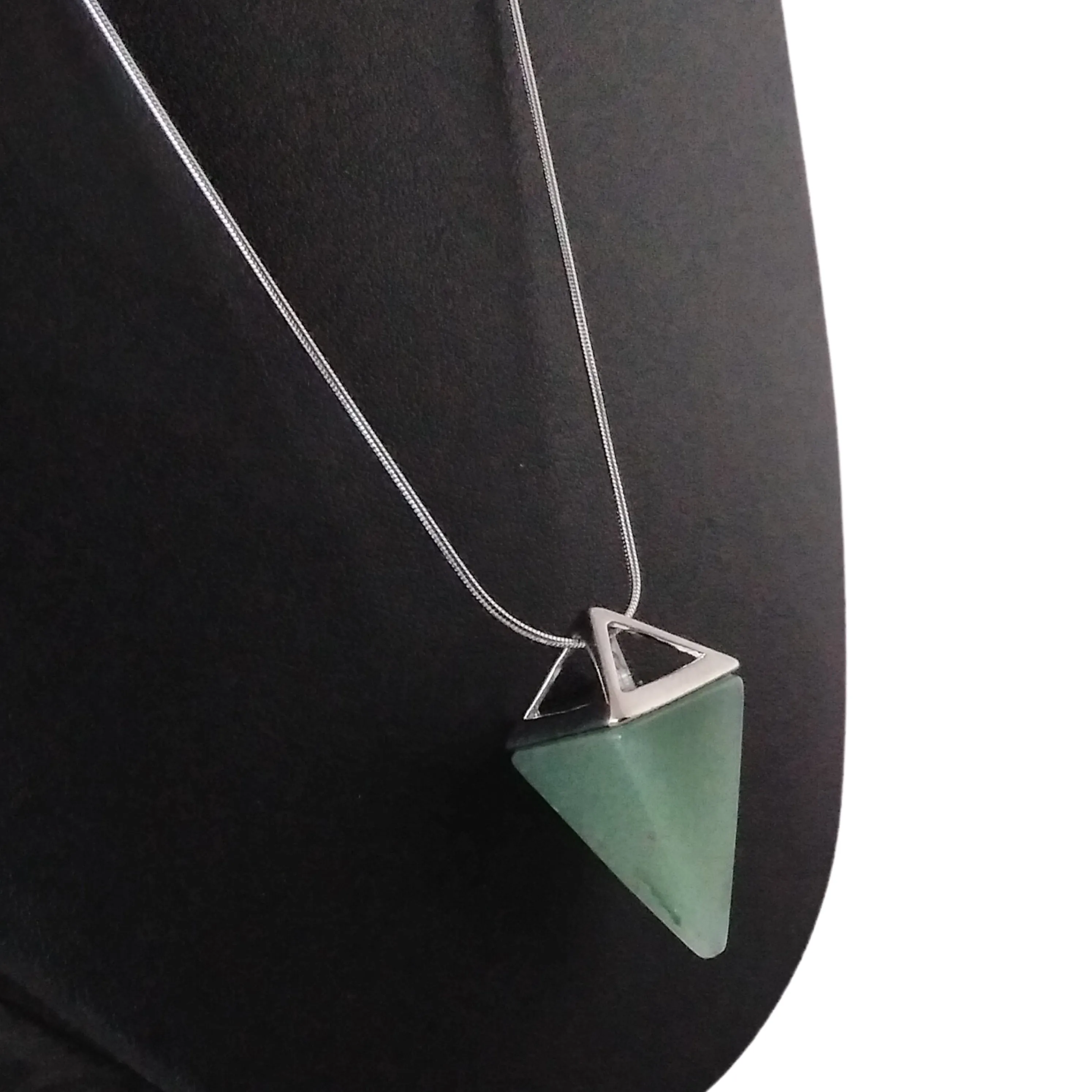 Aventurine Necklace Silver Jade Green Pendulum