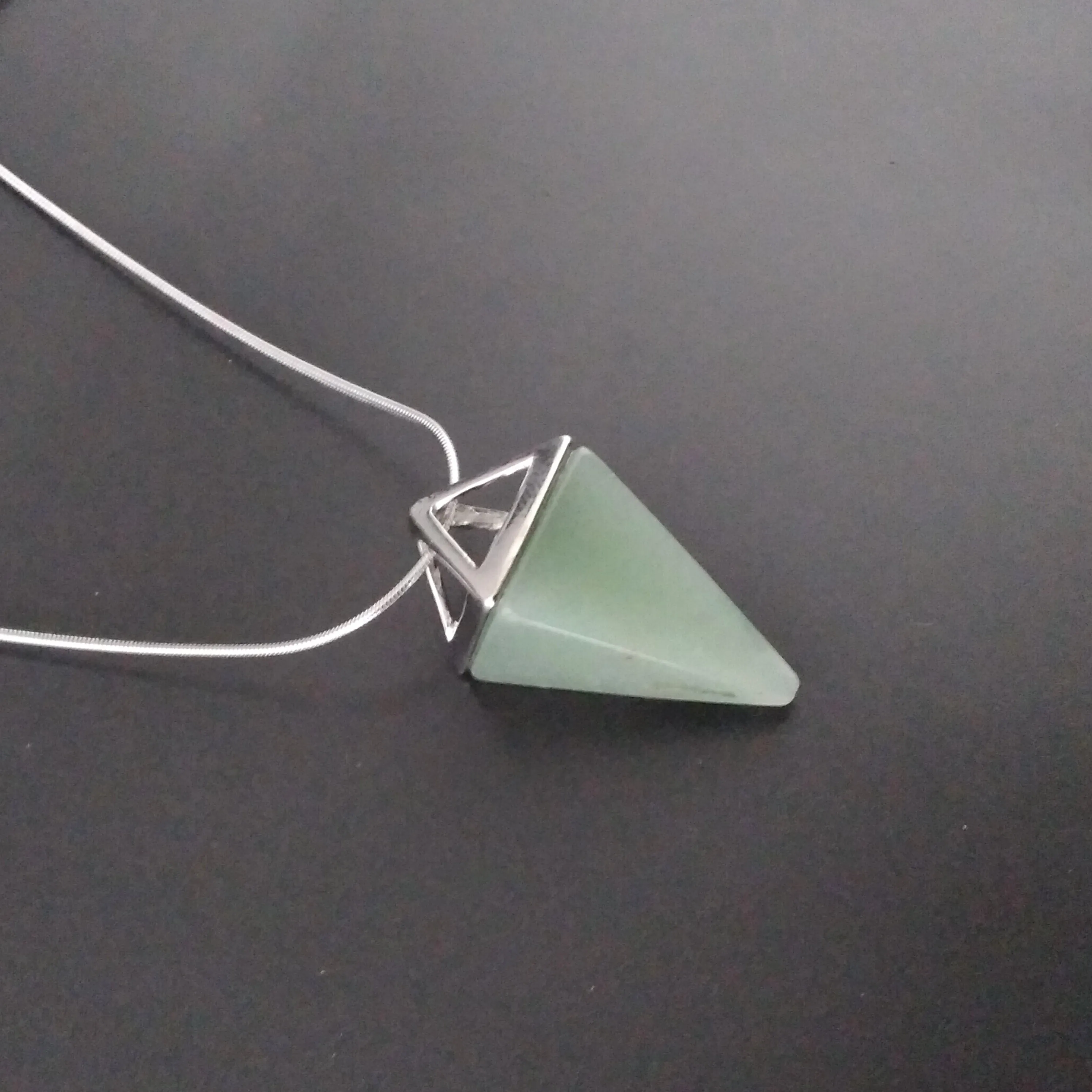 Aventurine Necklace Silver Jade Green Pendulum