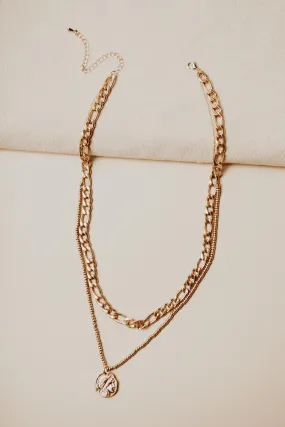 Beaded Gold Coin Chain Necklace