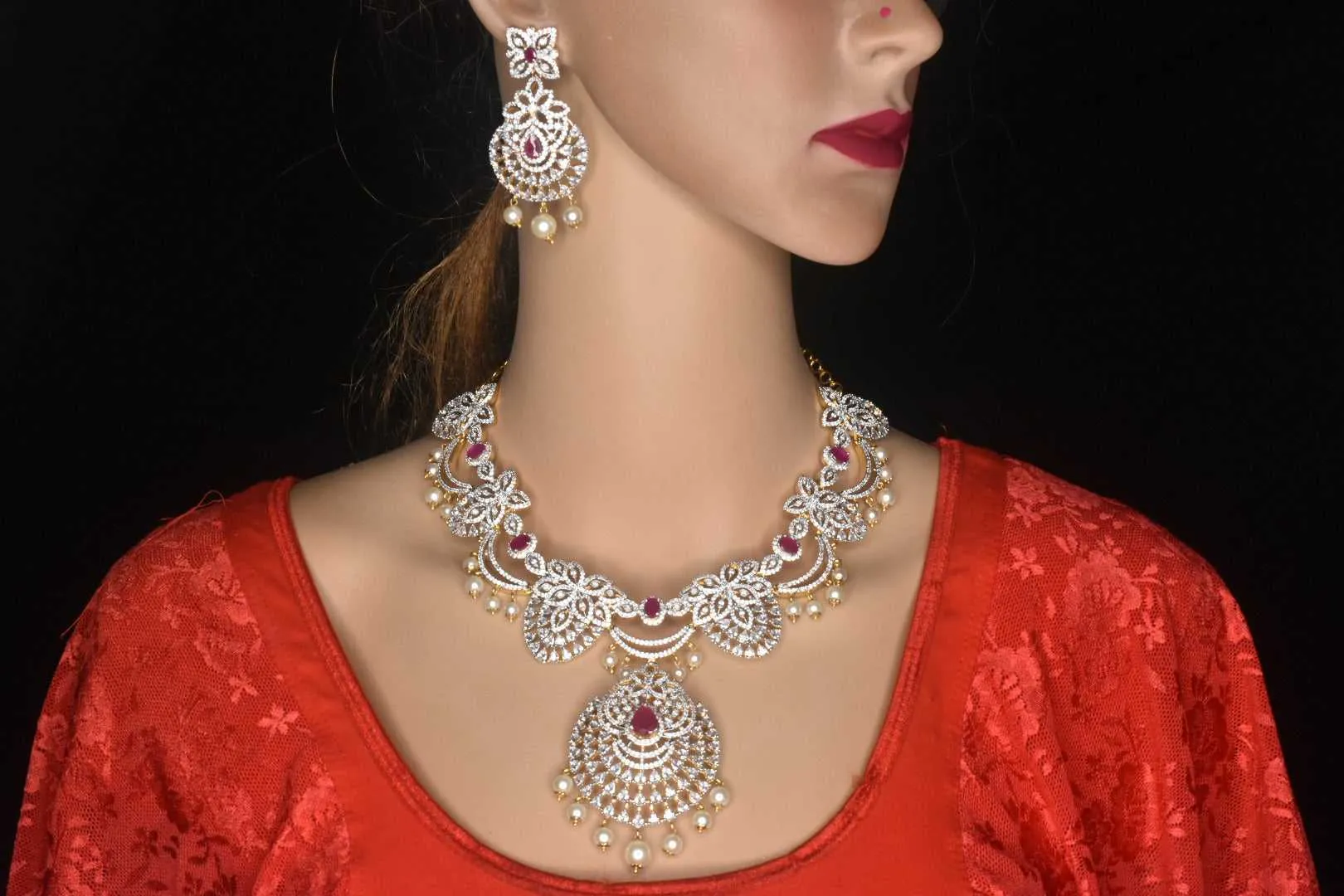 Beautifully designed American Diamonds Designer necklace set