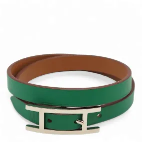 Behapi Double Tour T2 Vert Vertigo Bracelet in Swift, Palladium hardware