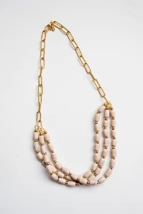 Bel Koz Triple Twist Elongated Clay Necklace